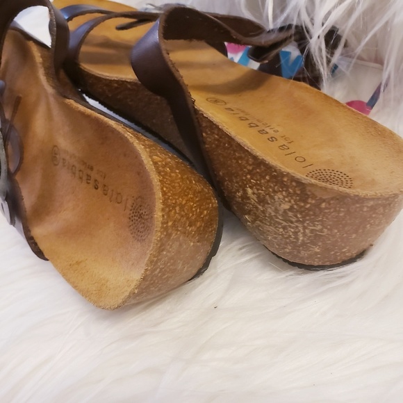 LOLA SABBIA Wedge Sandal Cork Leather Spain 36 6 - Picture 4 of 8